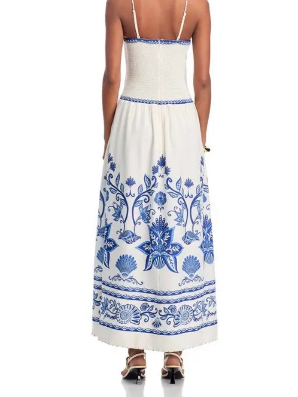 FARM Rio White Midi Dress with Blue Floral Embroidery - Picture 2 of 9